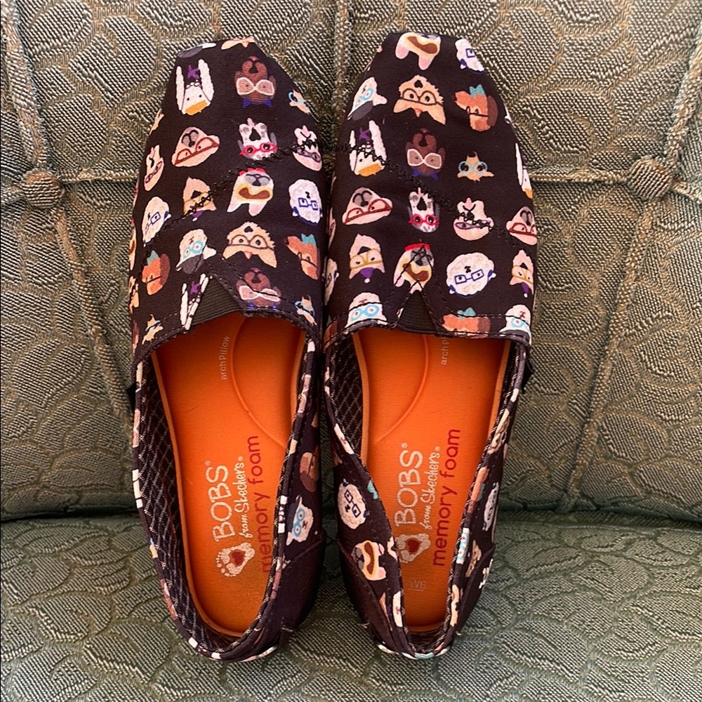 BOBS Black Slip-On Shoes with Dog Faces